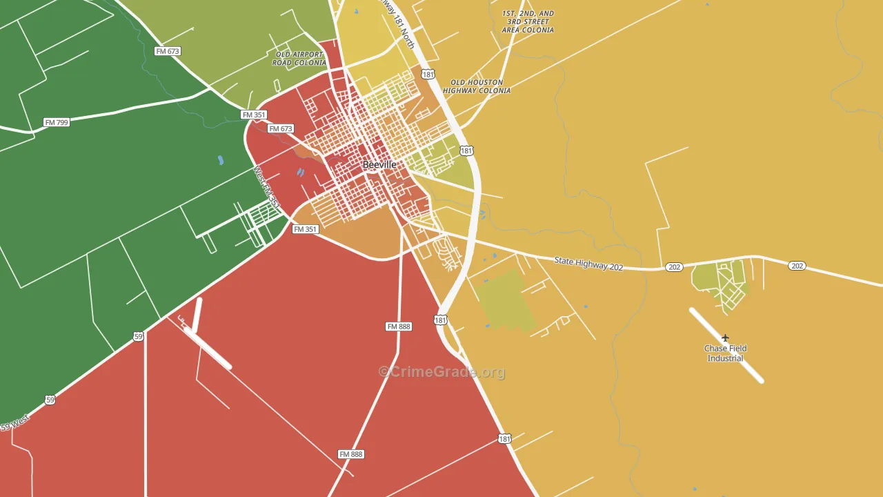 Orangedale, TX Map of Robbery Rates