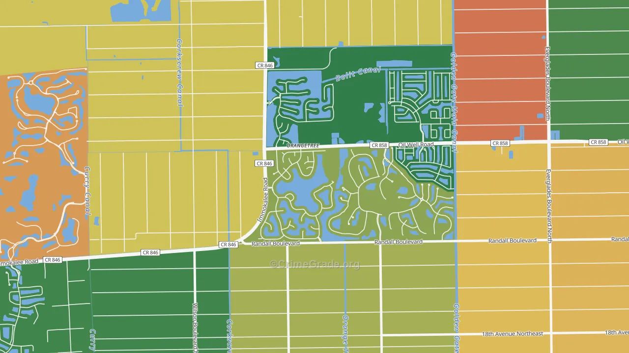 Orangetree, Naples, FL Map of Robbery Rates