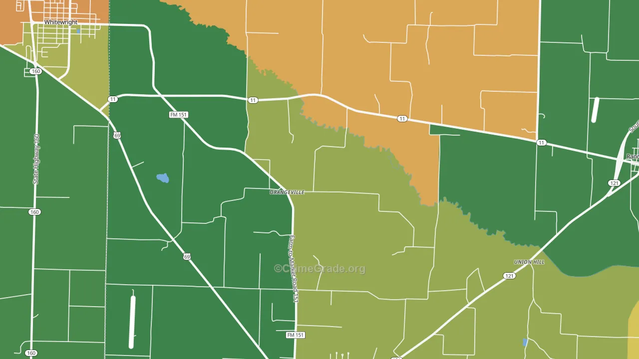 Orangeville, TX Map of Robbery Rates