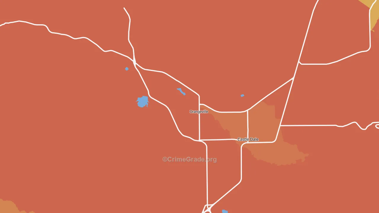 Orangeville, UT Map of Robbery Rates