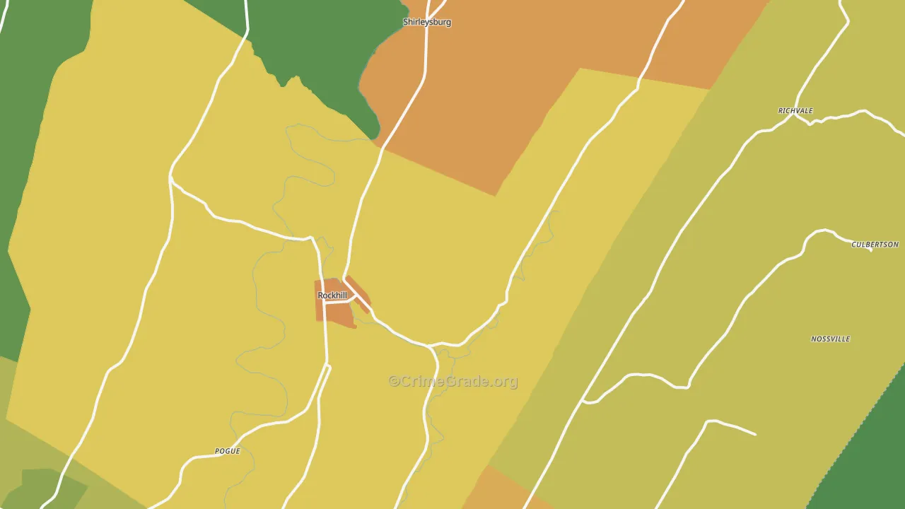 Orbisonia, PA Map of Robbery Rates