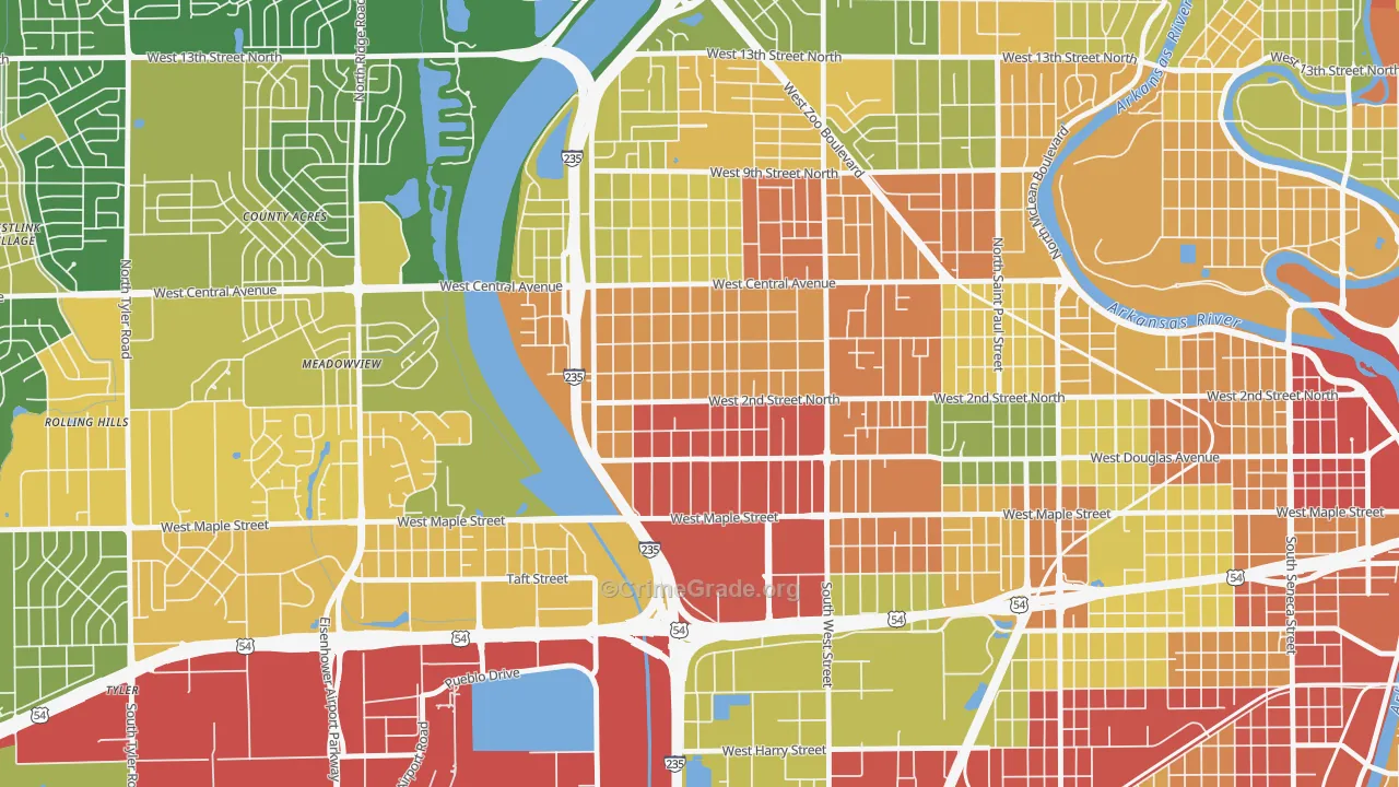 Orchard Breeze, Wichita, KS Map of Robbery Rates
