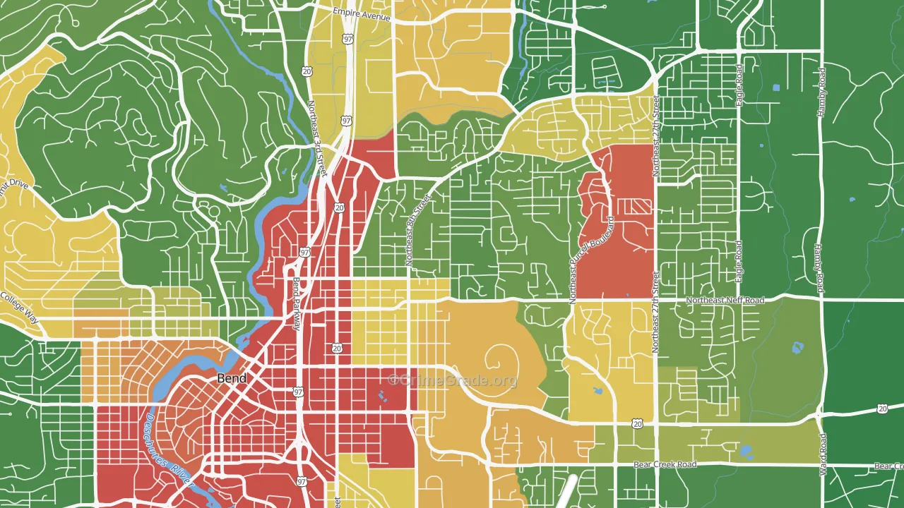 Orchard District, Bend, OR Map of Robbery Rates