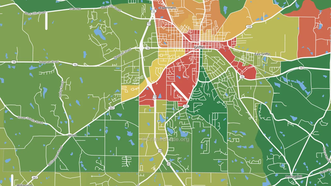 Orchard Hill, GA Map of Robbery Rates