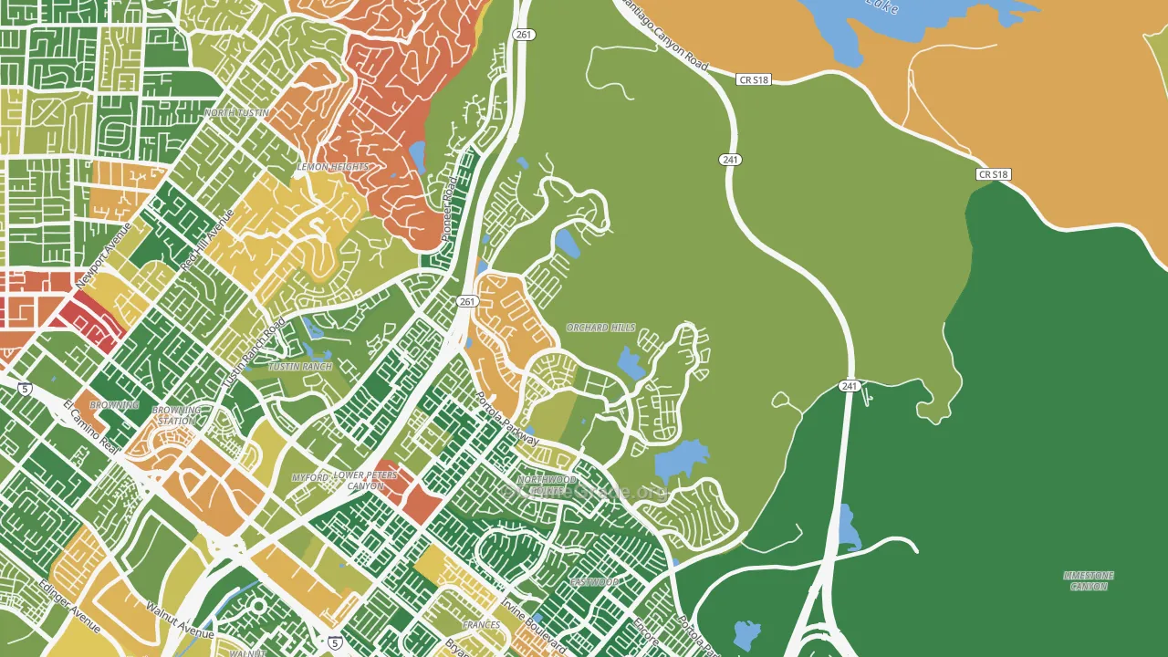 Orchard Hills, Irvine, CA Map of Robbery Rates