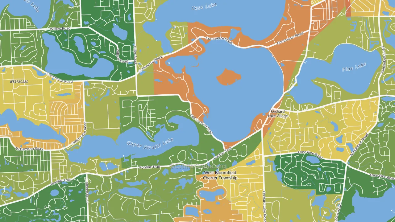 Orchard Lake Village, MI Map of Robbery Rates