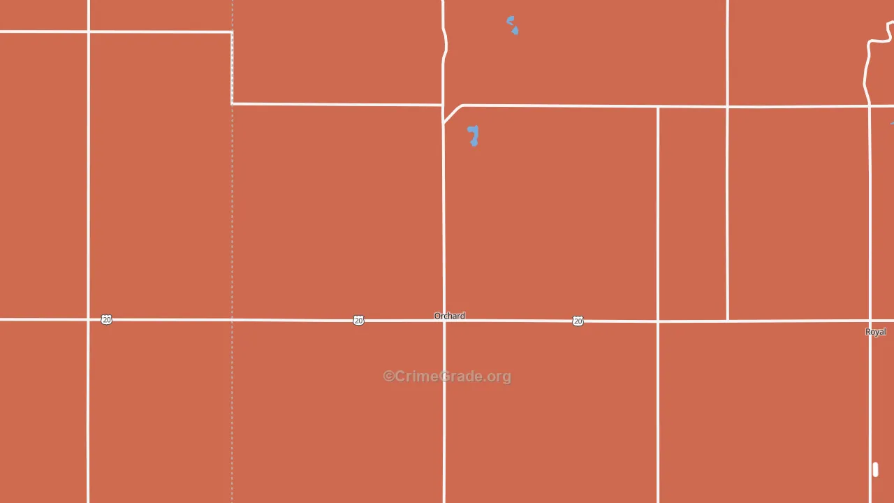 Orchard, NE Map of Robbery Rates
