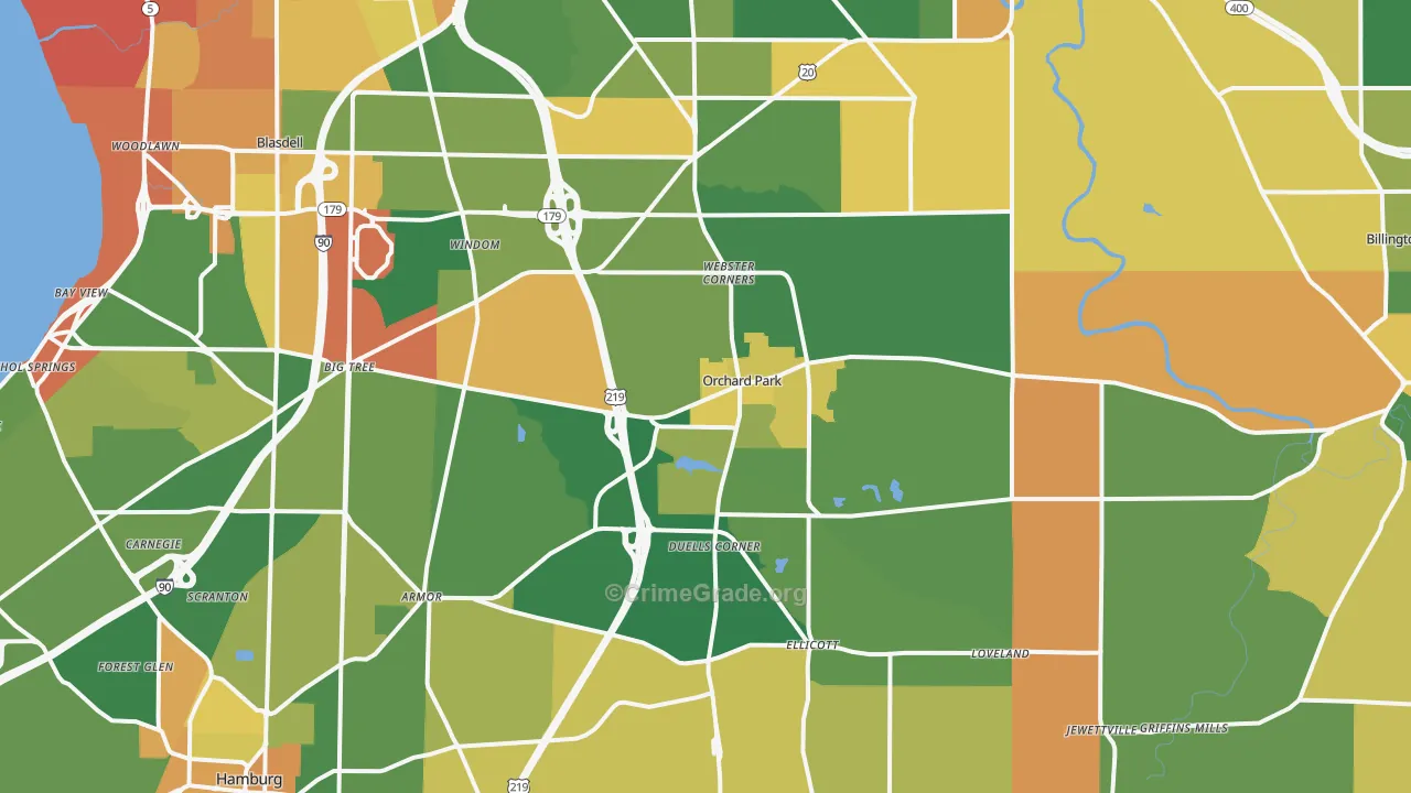Orchard Park, NY Map of Robbery Rates