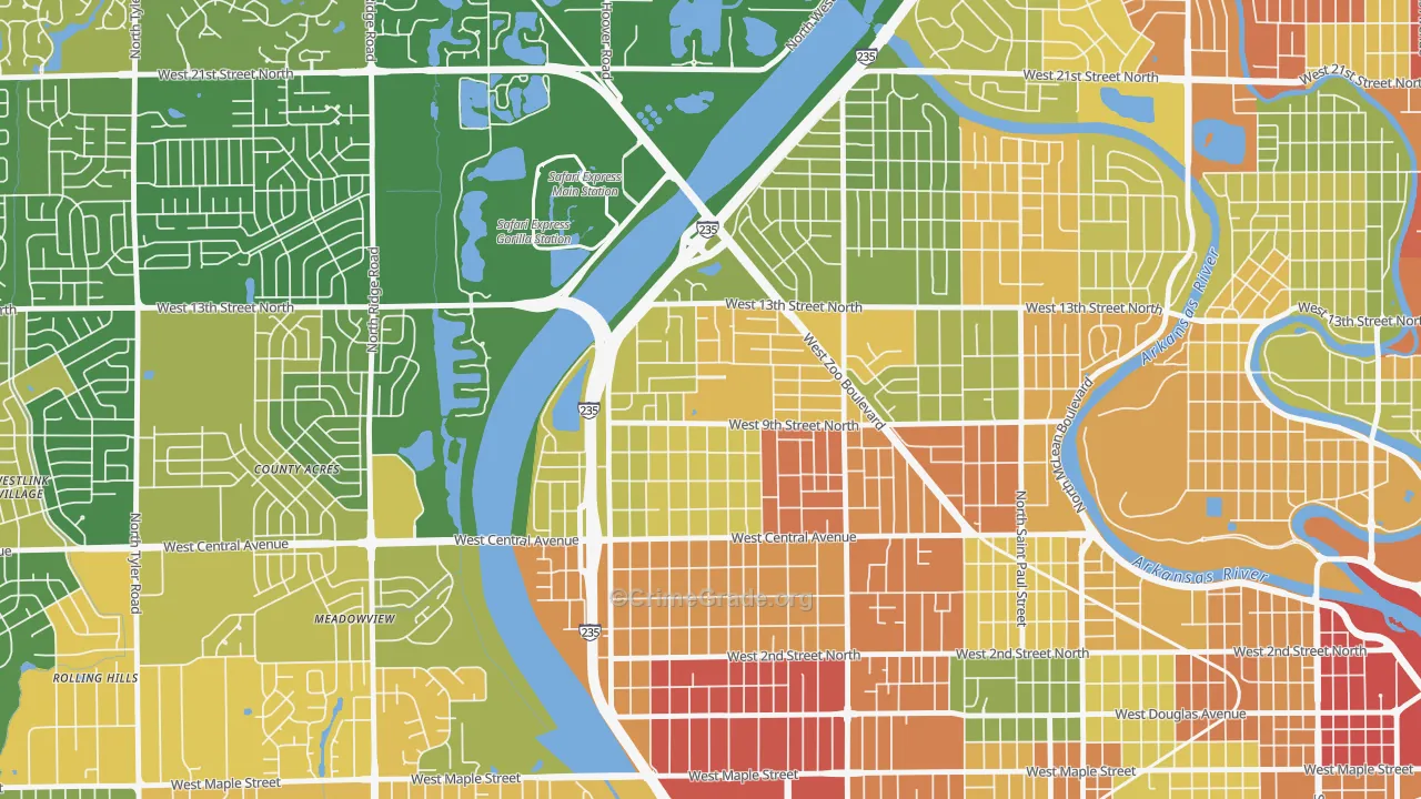 Orchard Park, Wichita, KS Map of Robbery Rates