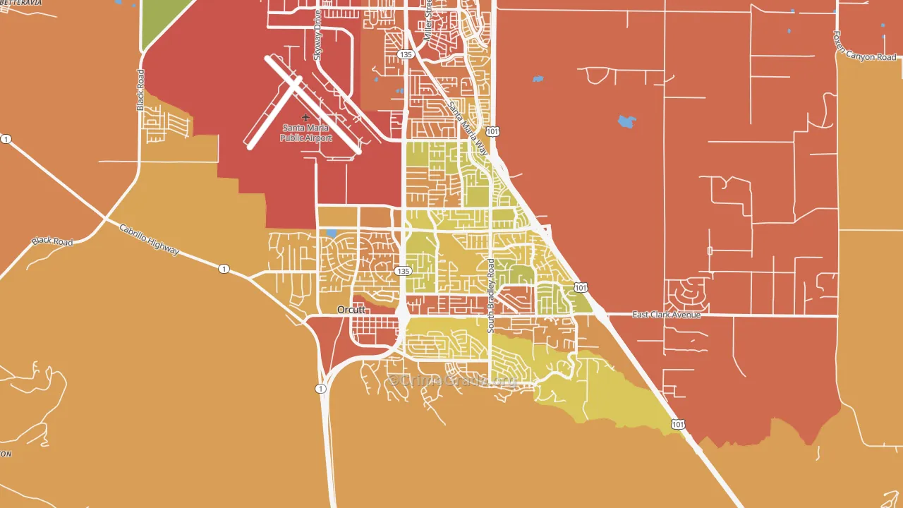 Orcutt, CA Map of Robbery Rates