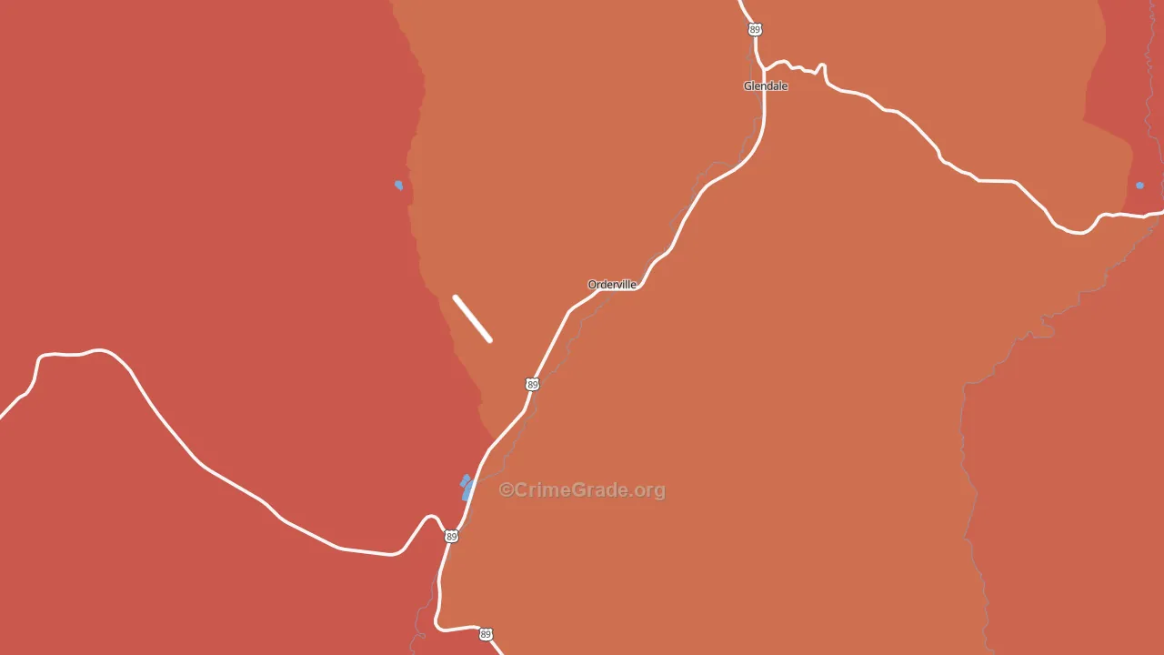 Orderville, UT Map of Robbery Rates