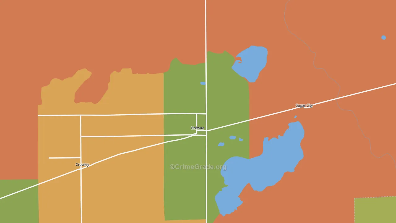 Ordway, CO Map of Robbery Rates