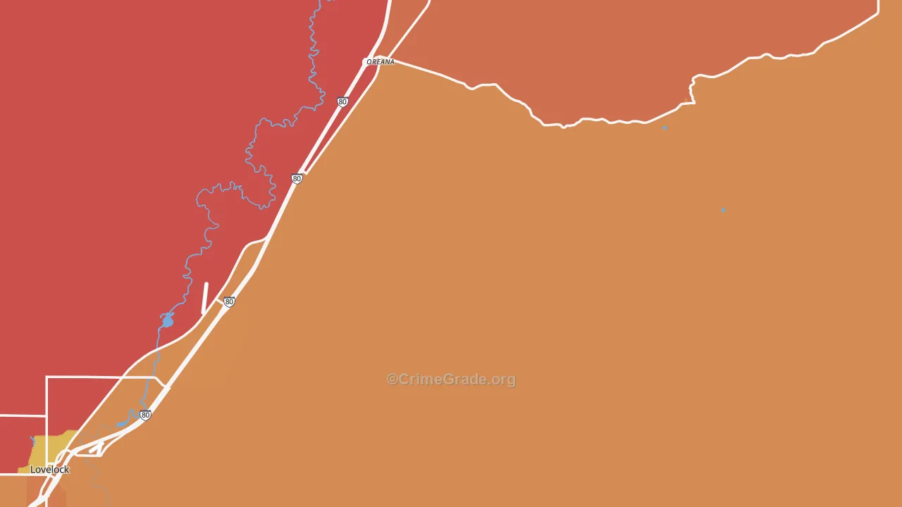 Oreana, NV Map of Robbery Rates