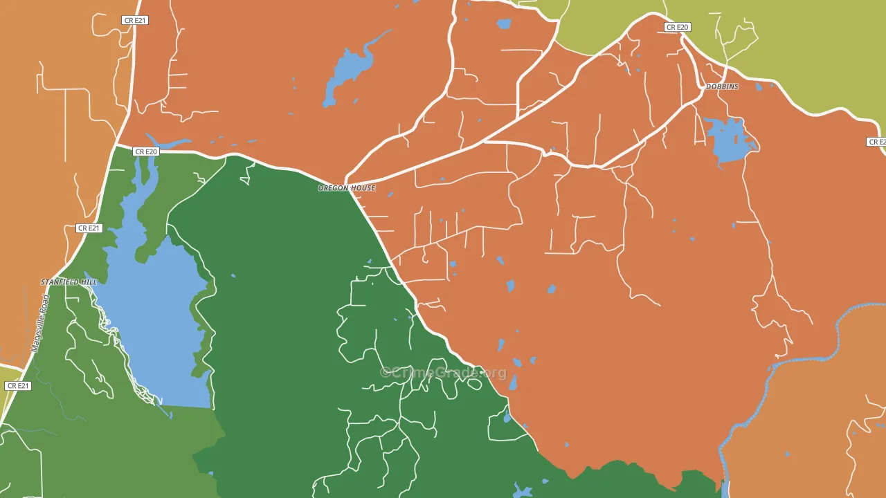 Oregon House, CA Map of Robbery Rates
