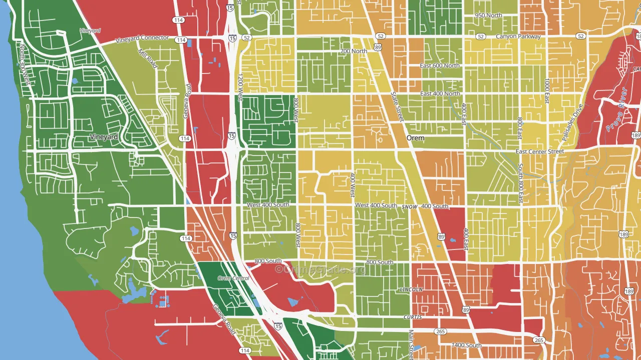 Orem North, Orem, UT Map of Robbery Rates