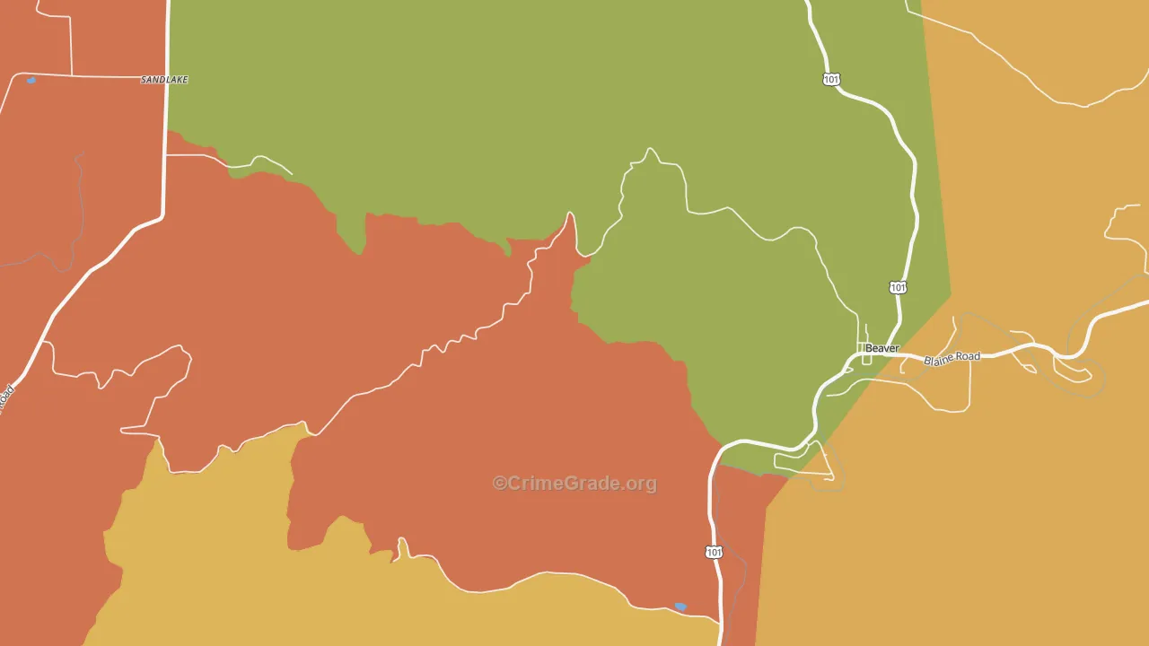 Oretown, OR Map of Robbery Rates