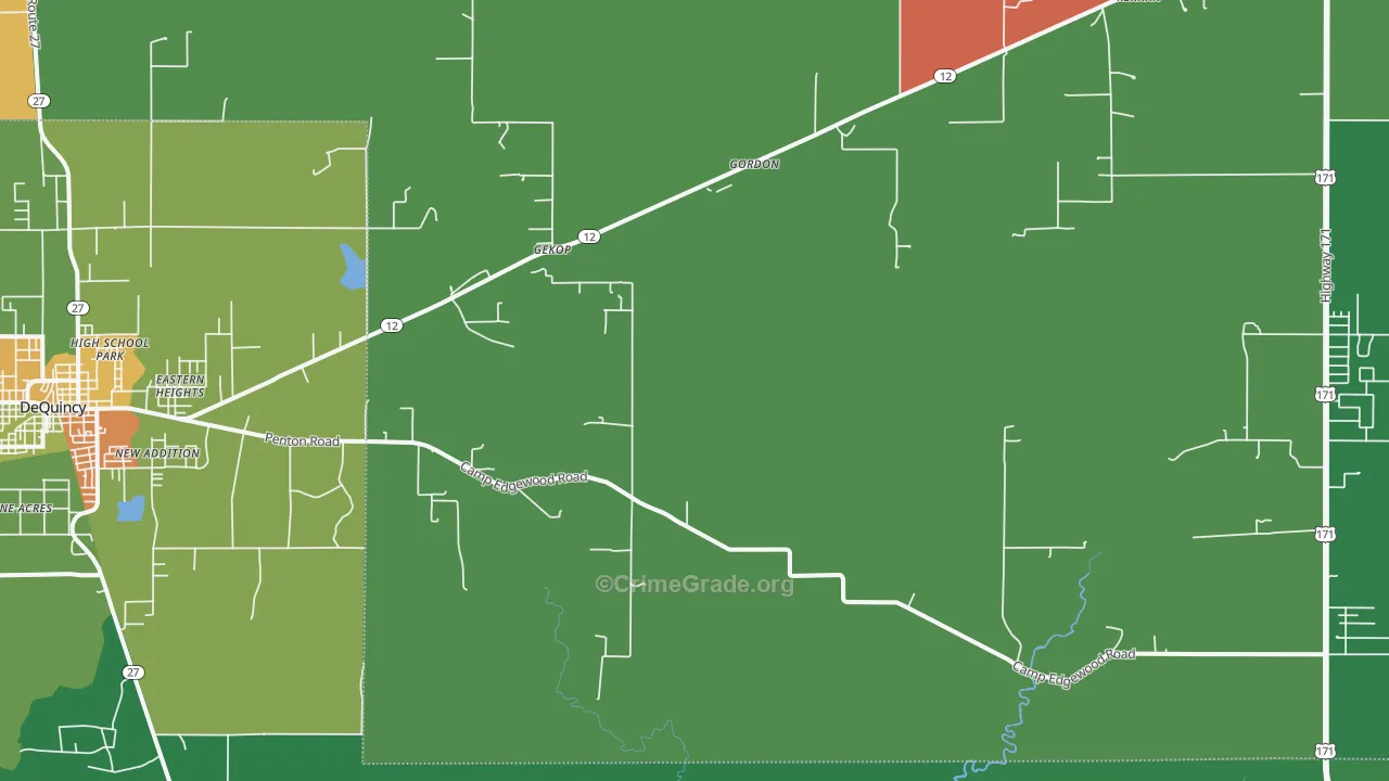 Oretta, LA Map of Robbery Rates