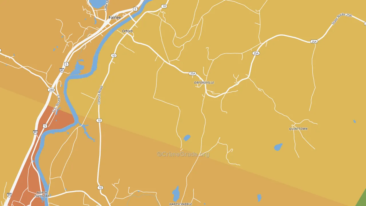 Orfordville, NH Map of Robbery Rates