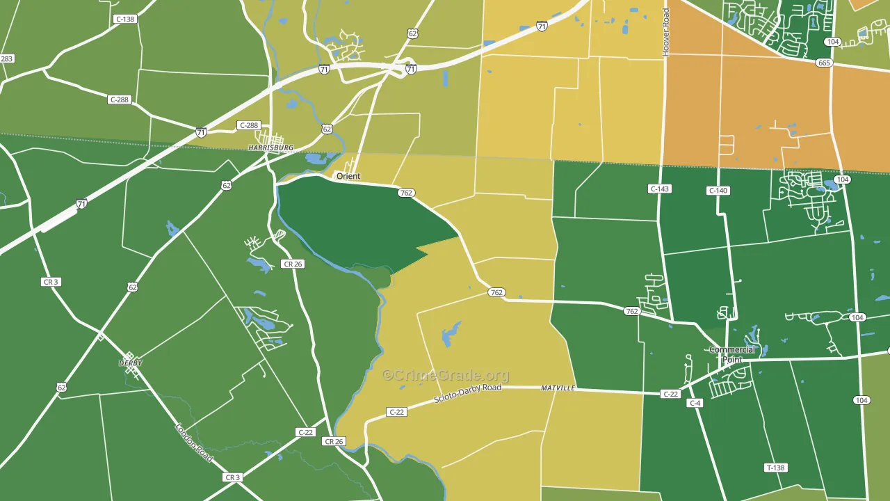 Orient, OH Map of Robbery Rates