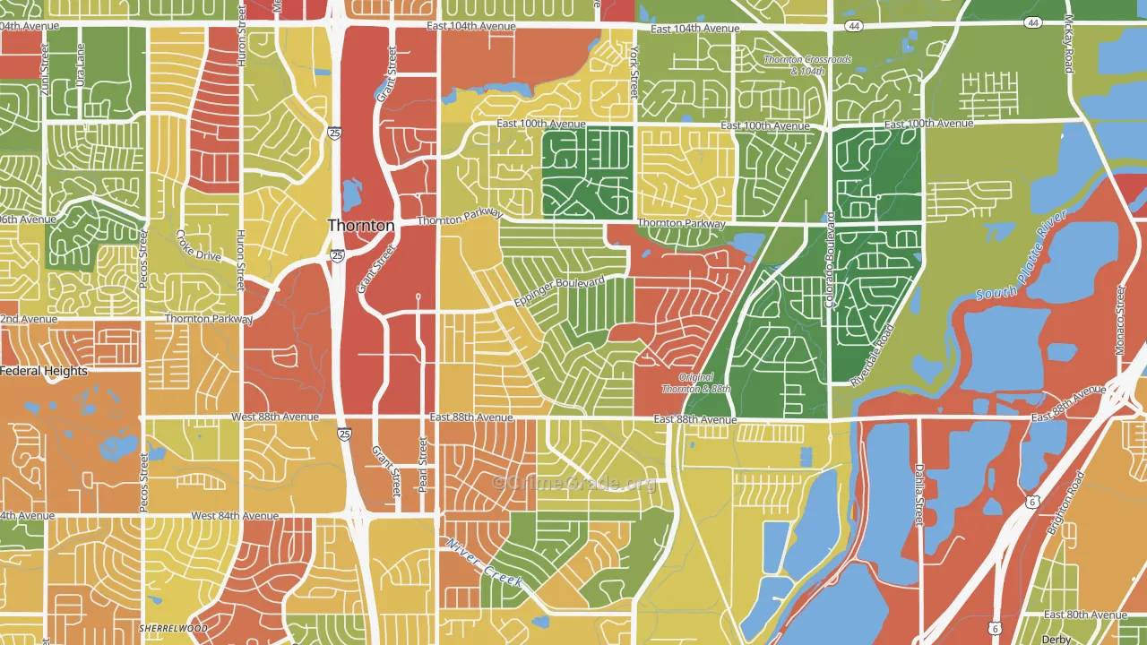 Original Thornton, Thornton, CO Map of Robbery Rates