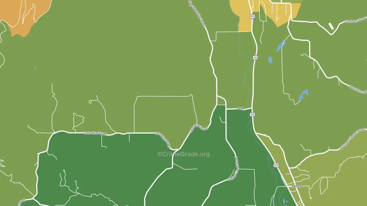 Orin, WA Map of Robbery Rates