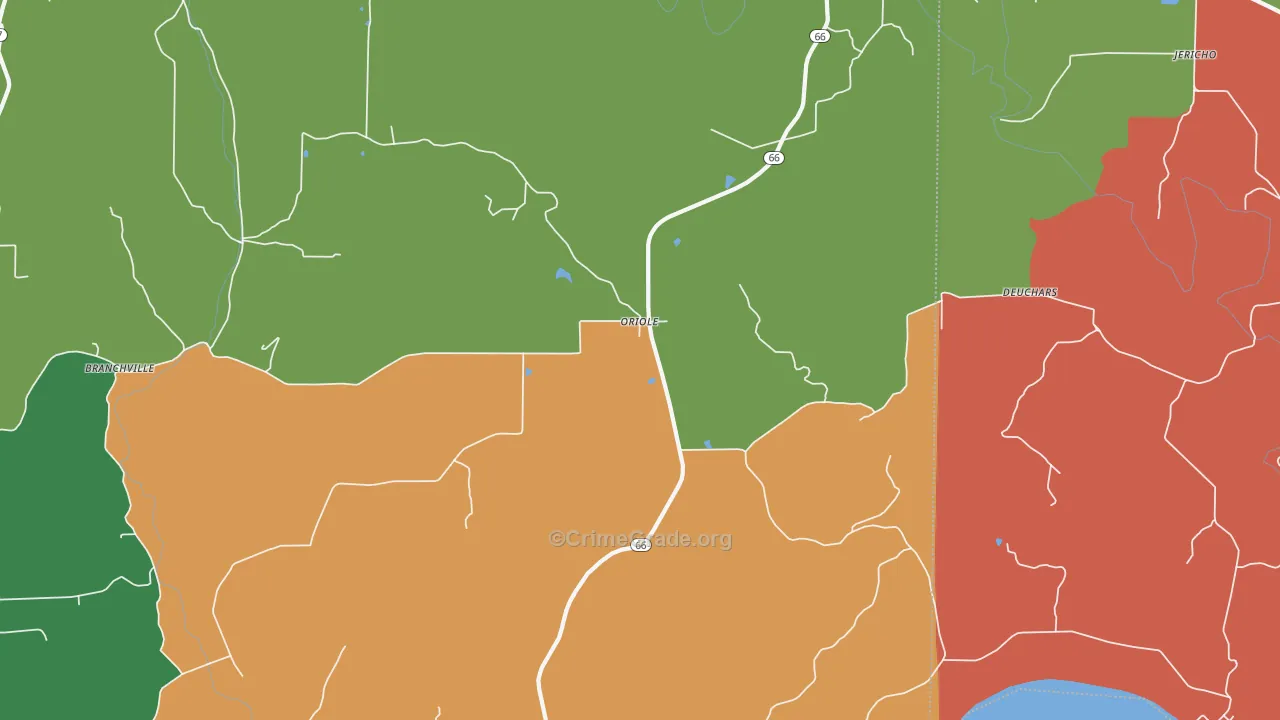 Oriole, IN Map of Robbery Rates