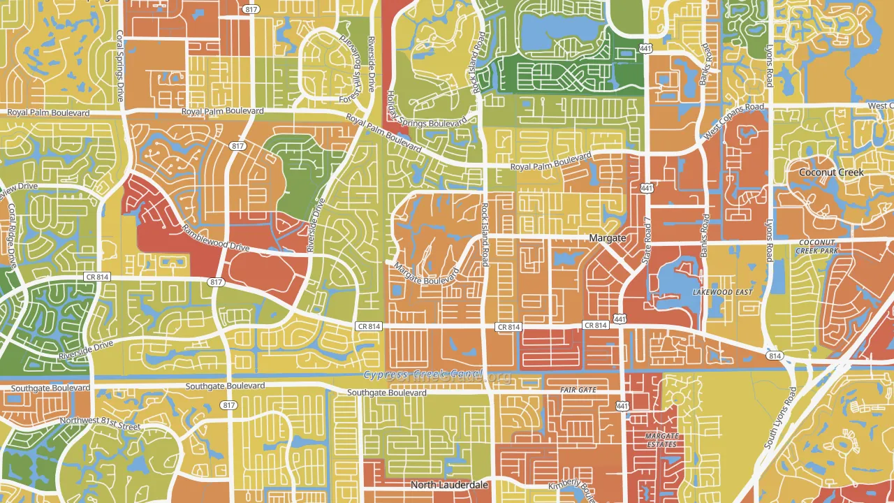 Oriole Margate Golf Course, Margate, FL Map of Robbery Rates