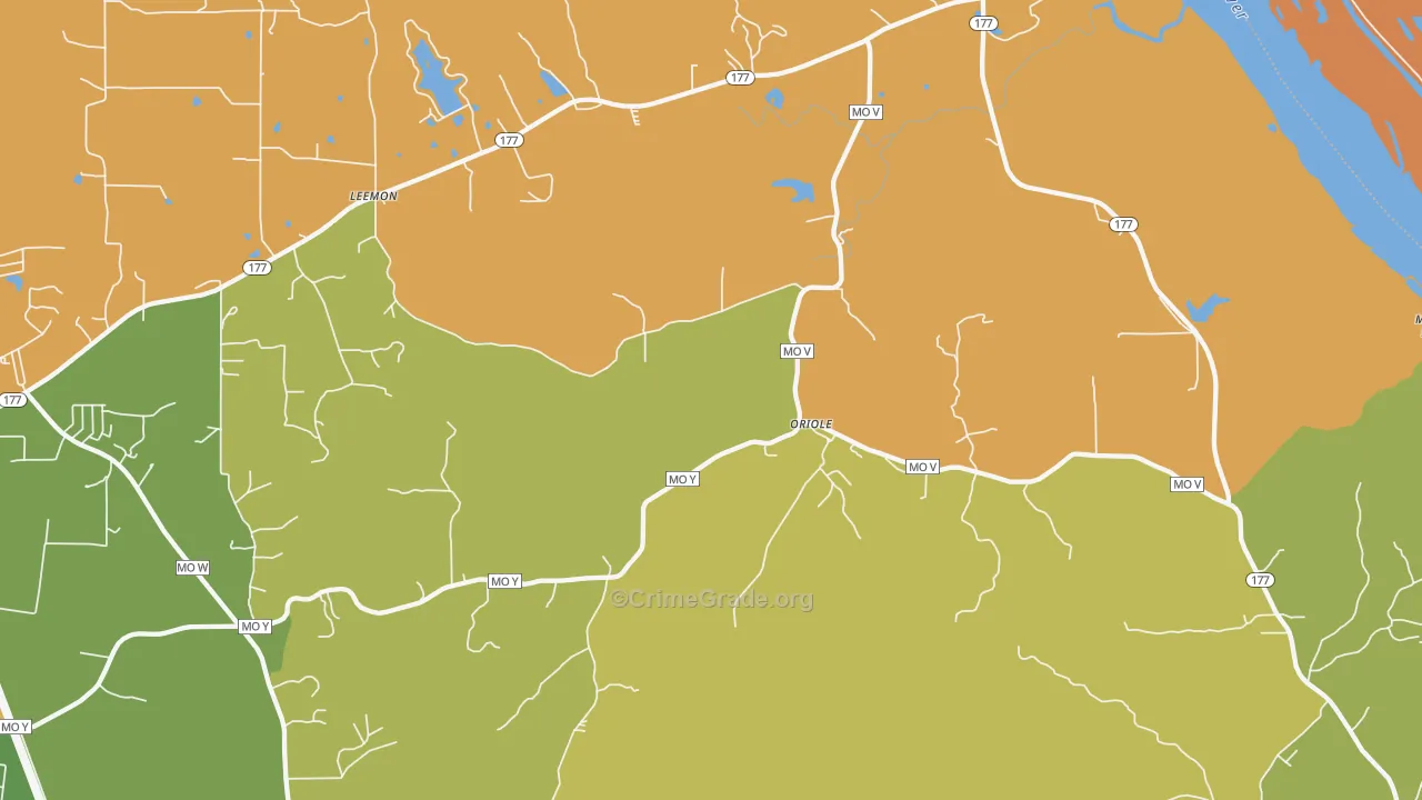 Oriole, MO Map of Robbery Rates