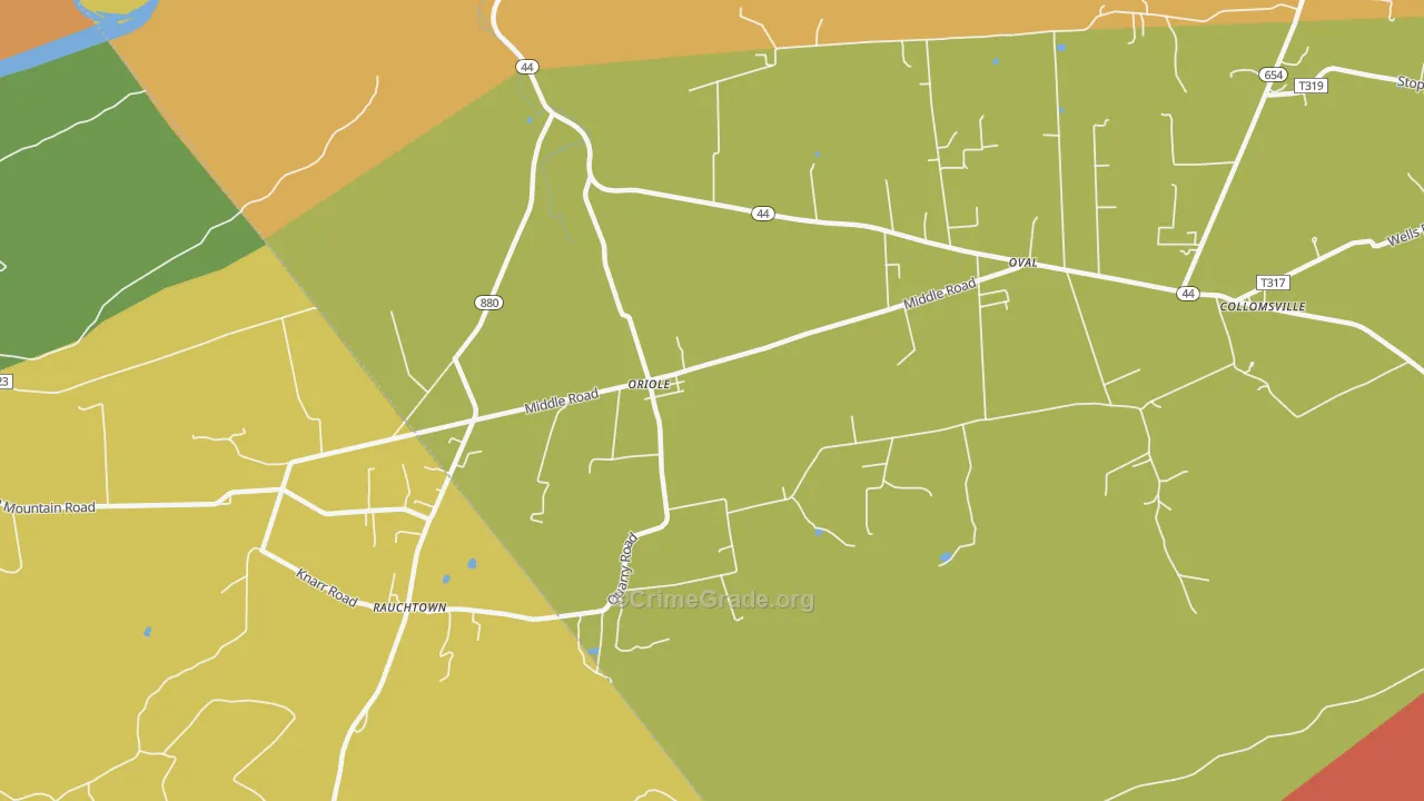 Oriole, PA Map of Robbery Rates