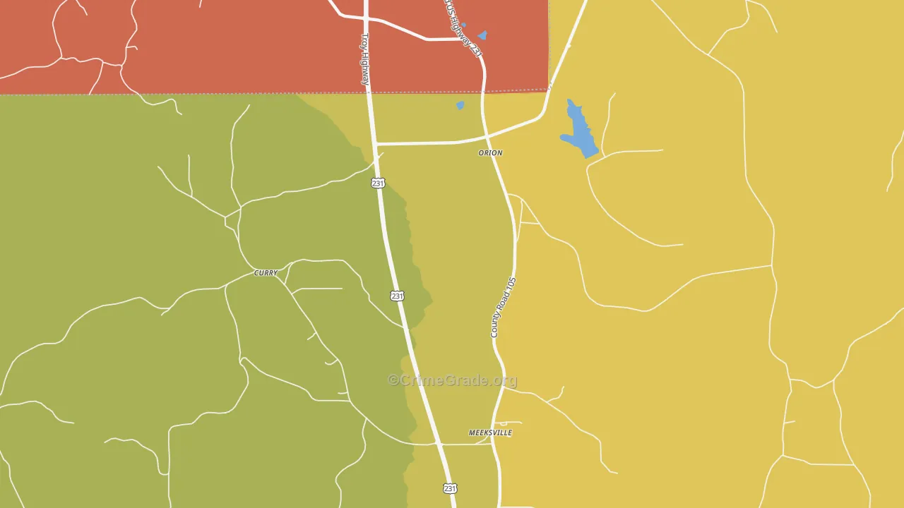 Orion, AL Map of Robbery Rates
