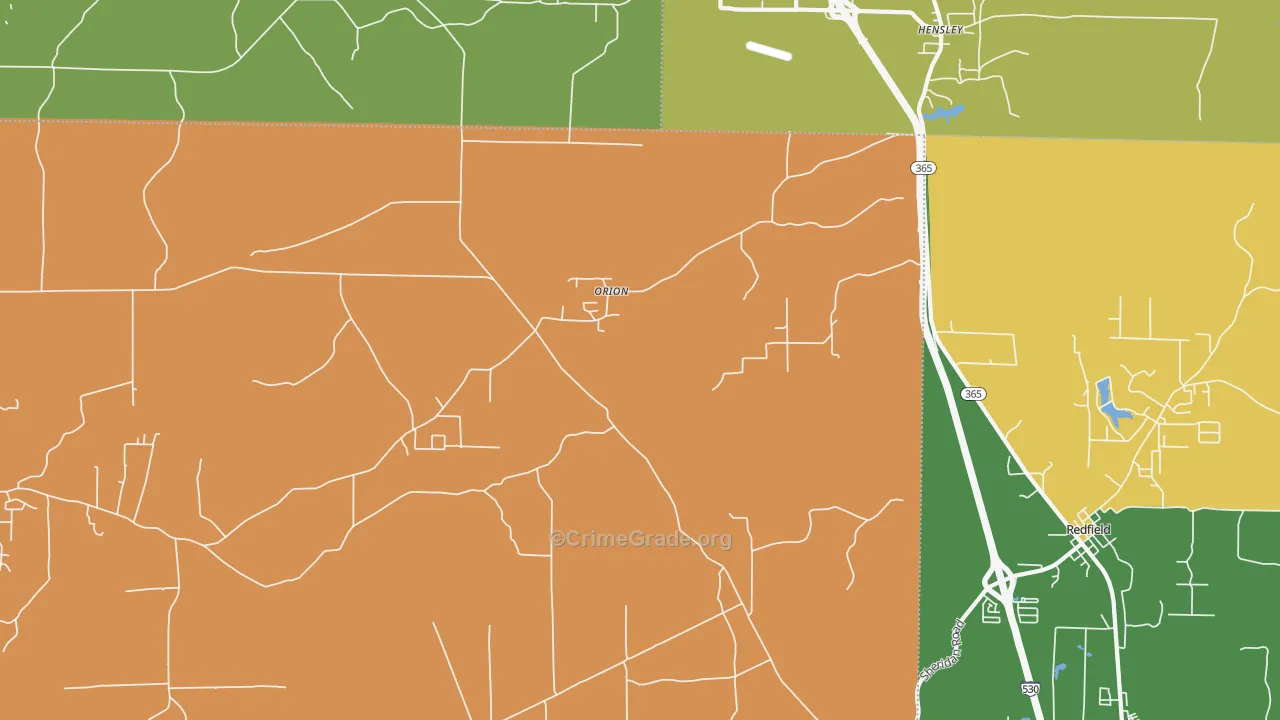 Orion, AR Map of Robbery Rates