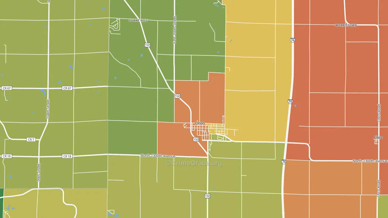 Orion, IL Map of Robbery Rates