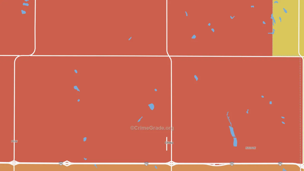 Oriska, ND Map of Robbery Rates