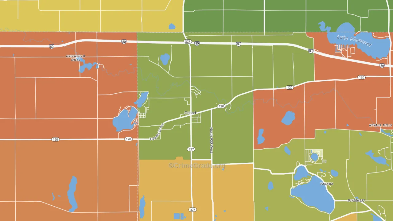 Orland, IN Map of Robbery Rates