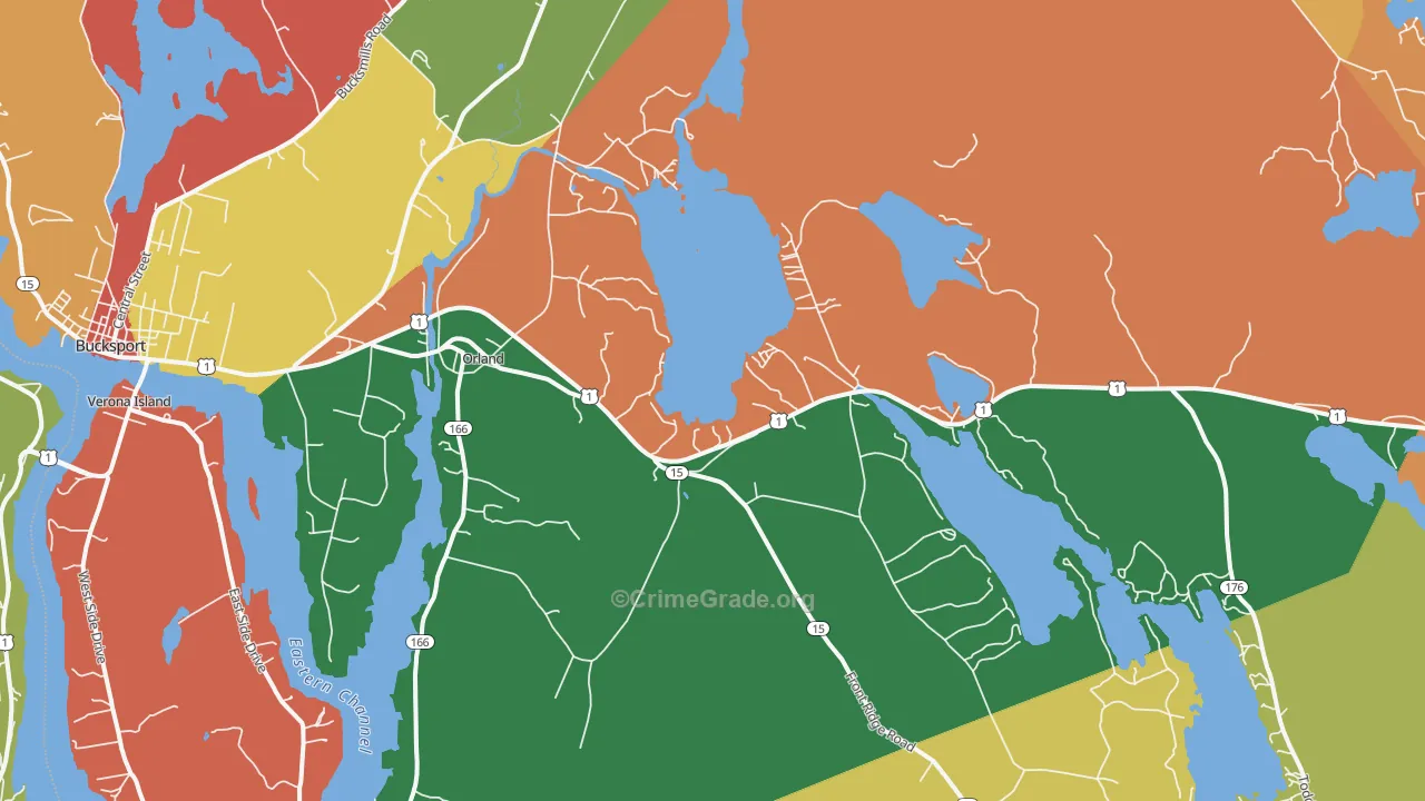 Orland, ME Map of Robbery Rates