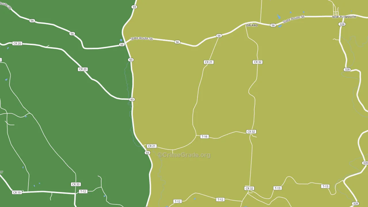 Orland, OH Map of Robbery Rates