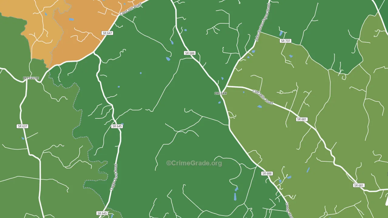 Orlean, VA Map of Robbery Rates