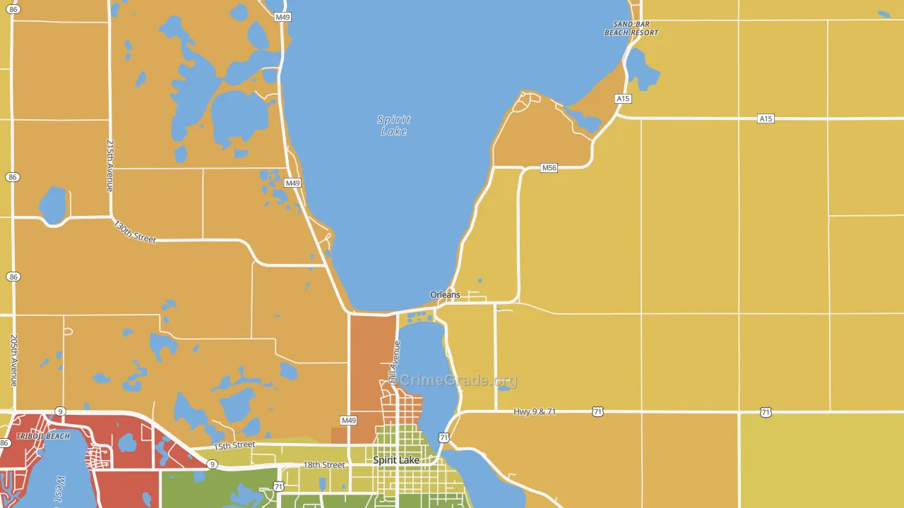 Orleans, IA Map of Robbery Rates