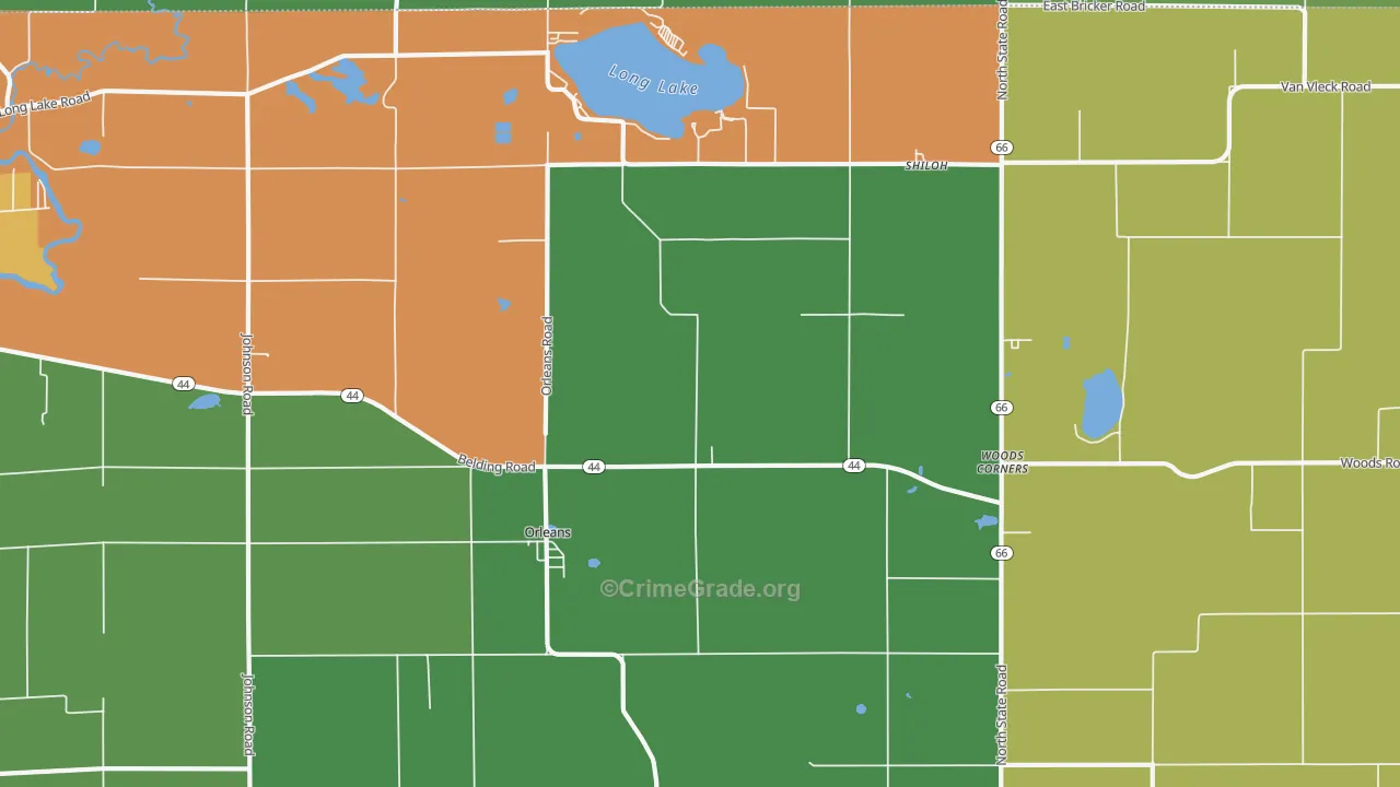 Orleans, MI Map of Robbery Rates
