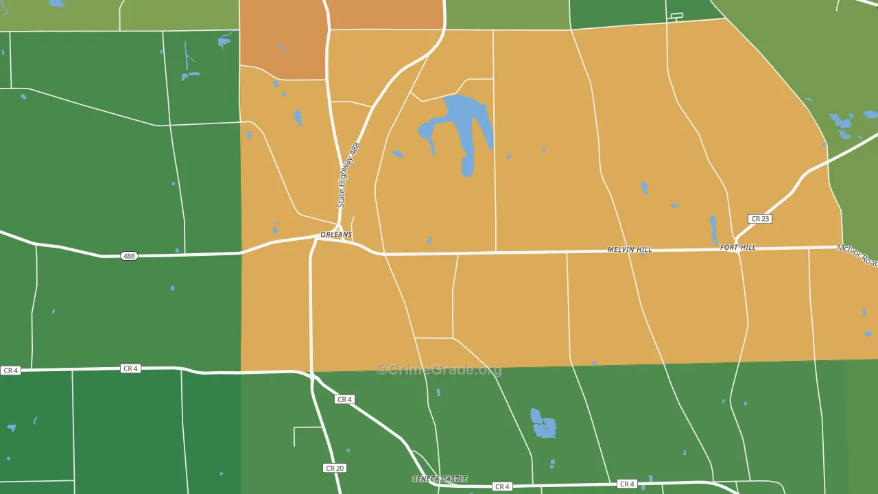 Orleans, NY Map of Robbery Rates