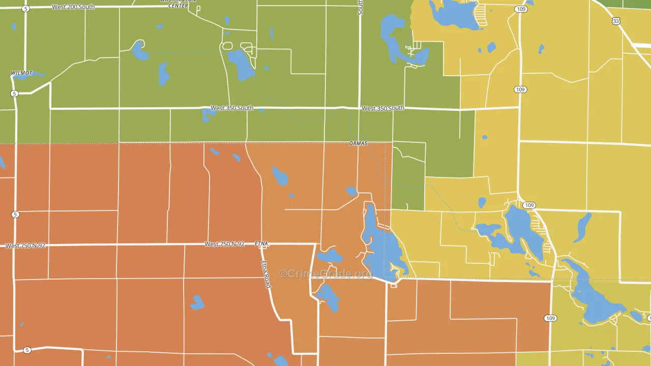 Ormas, IN Map of Robbery Rates