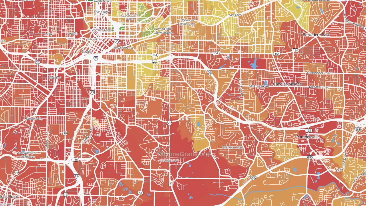 Ormewood Park-East Atlanta, Atlanta, GA Map of Robbery Rates