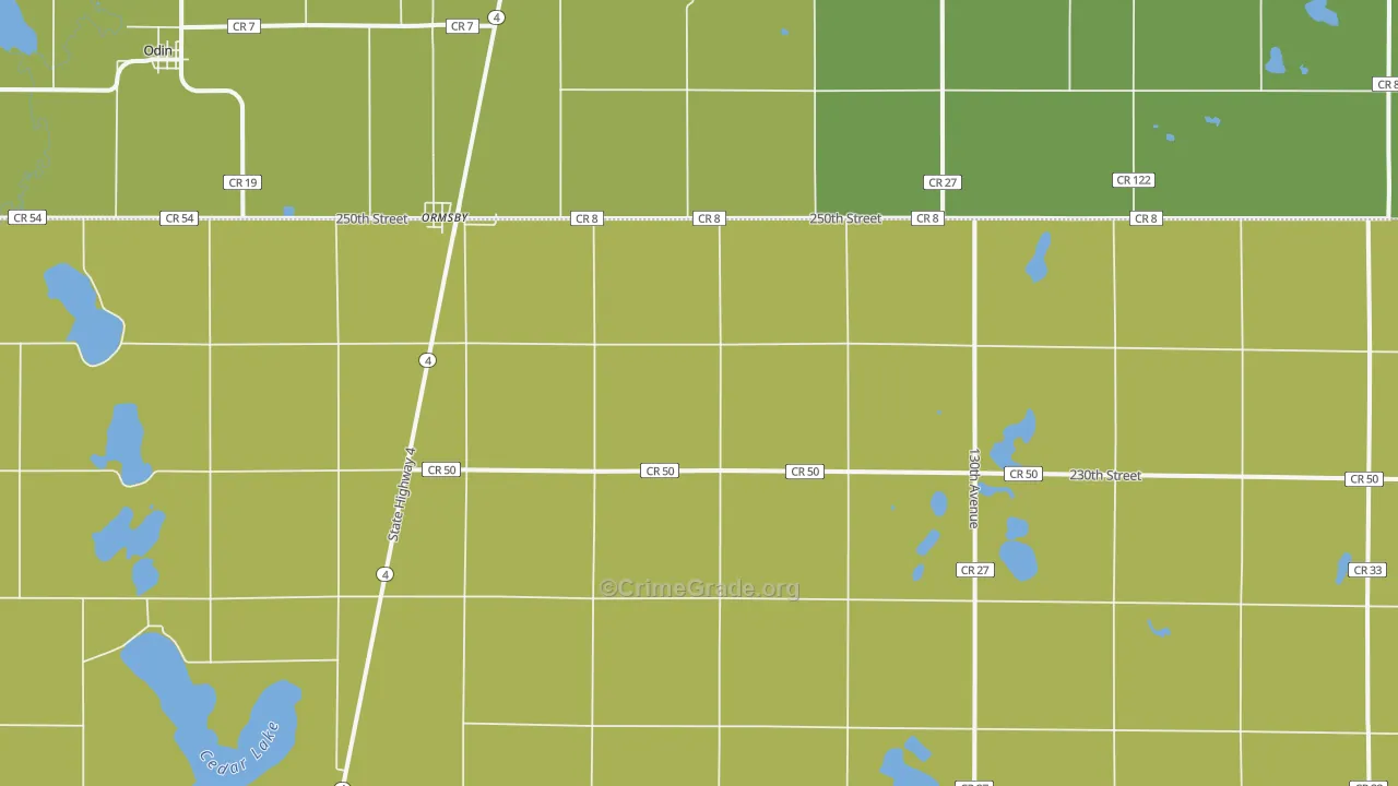 Ormsby, MN Map of Robbery Rates
