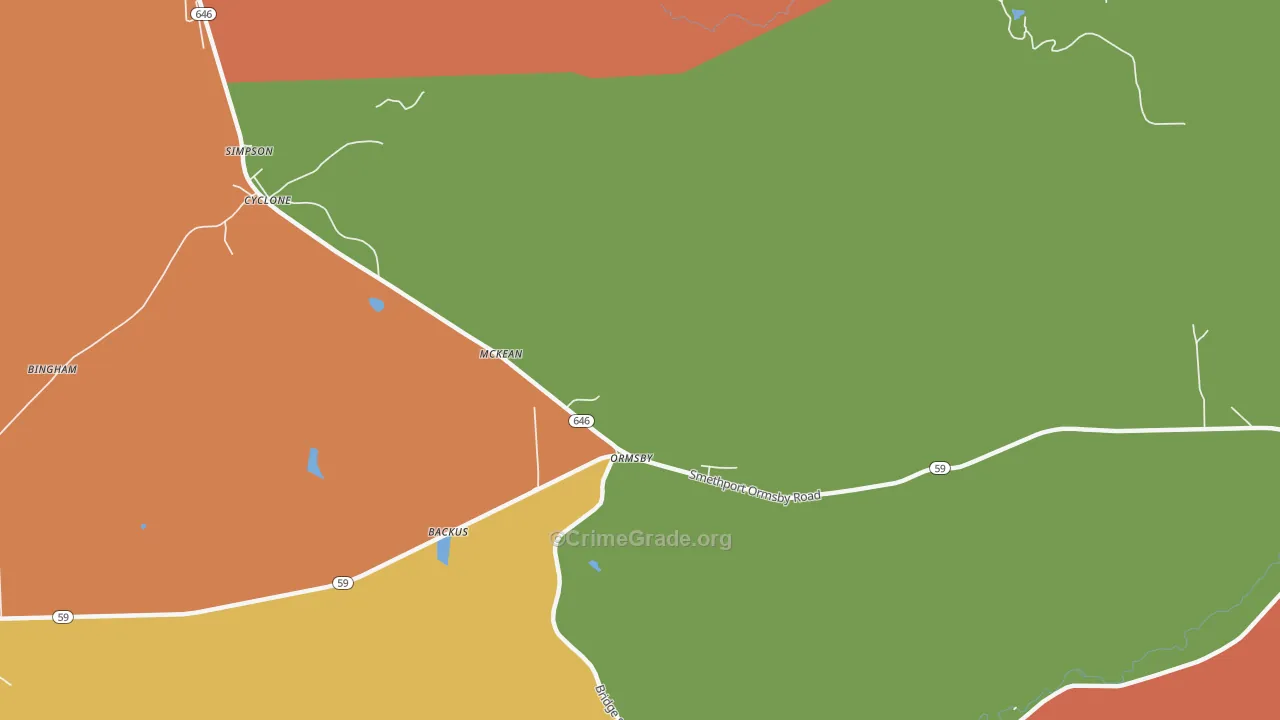Ormsby, PA Map of Robbery Rates
