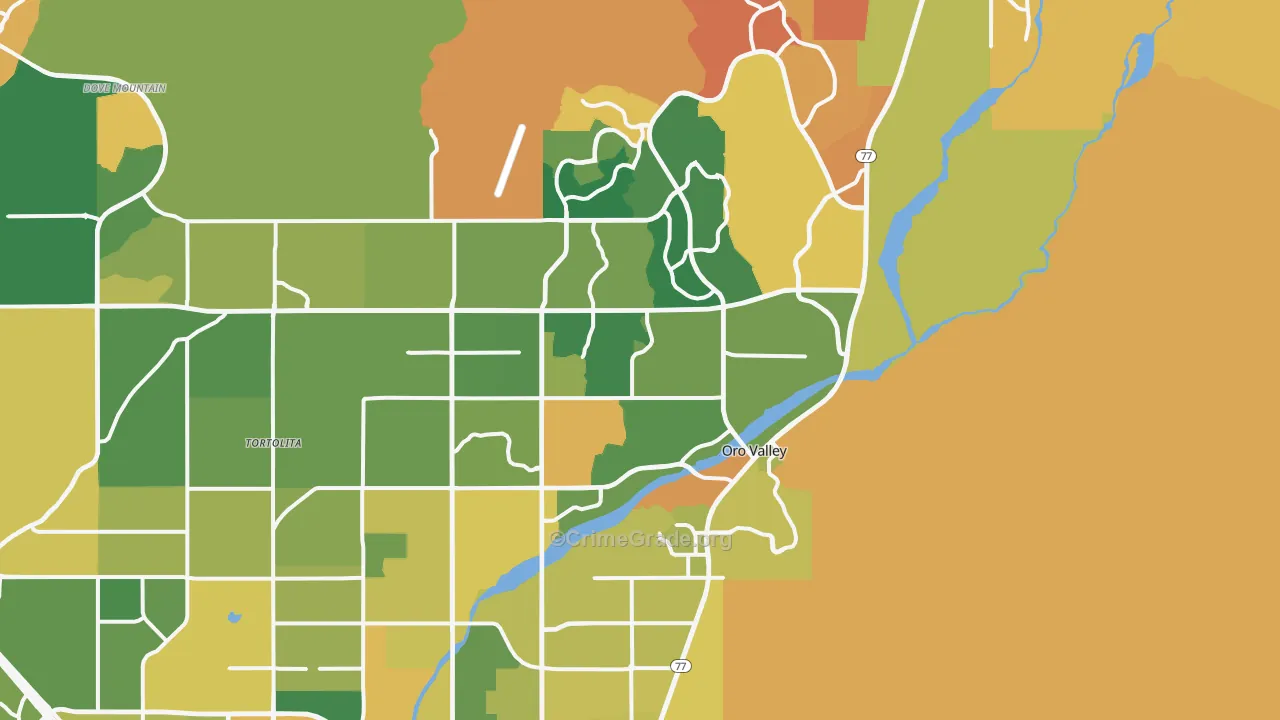 Oro Valley, AZ Map of Robbery Rates