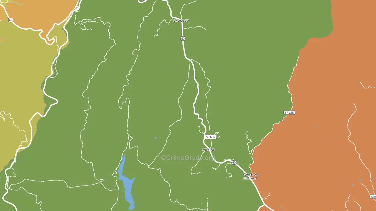 Oronoco, VA Map of Robbery Rates