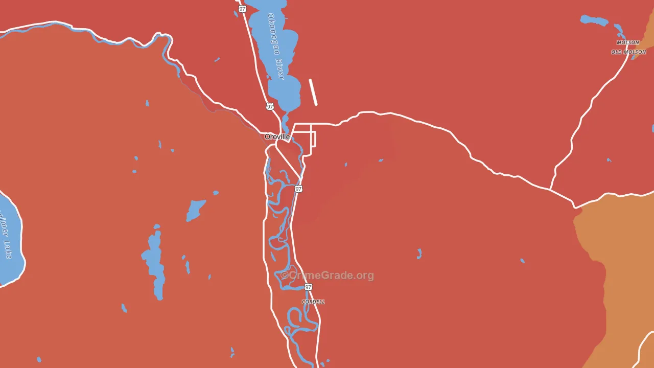Oroville, WA Map of Robbery Rates