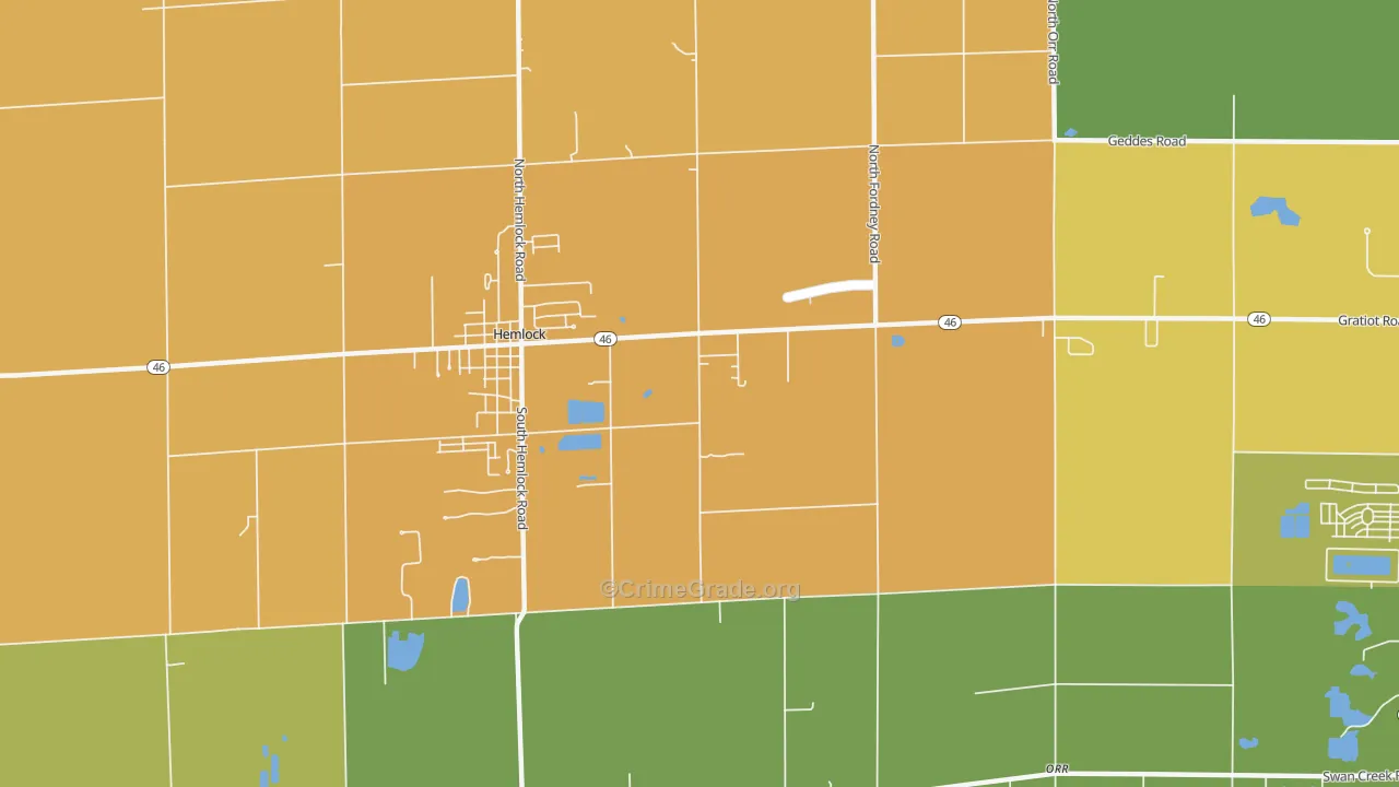 Orr, MI Map of Robbery Rates