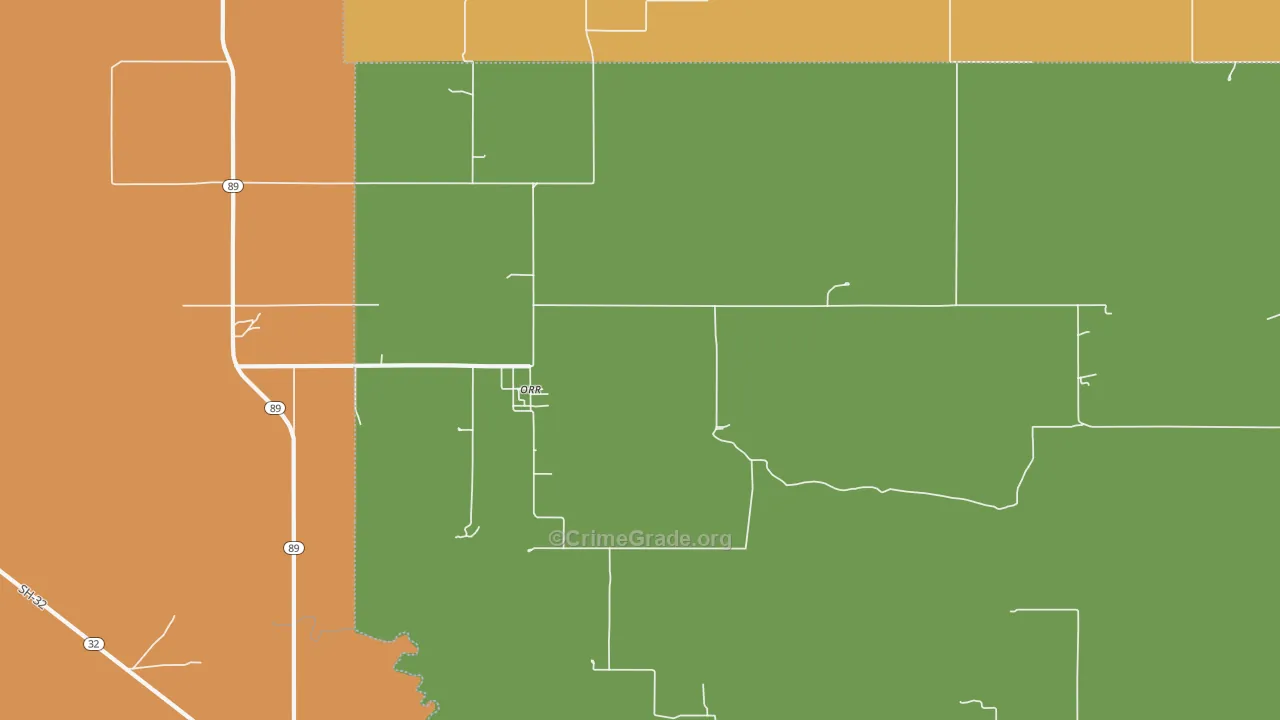 Orr, OK Map of Robbery Rates