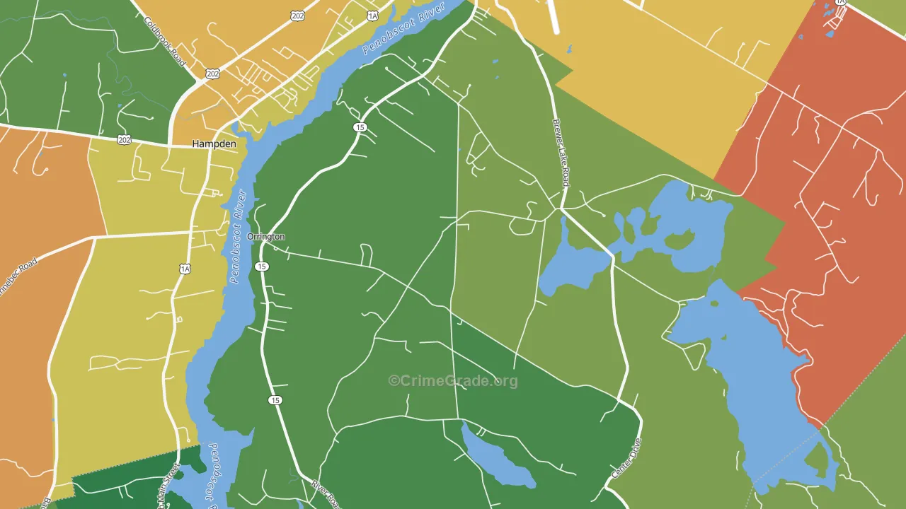 Orrington, ME Map of Robbery Rates